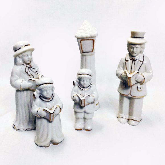 Vintage World Bazaars-Crown Accents 5 Piece Caroler Porcelain Set with Box - Picture 2 of 15
